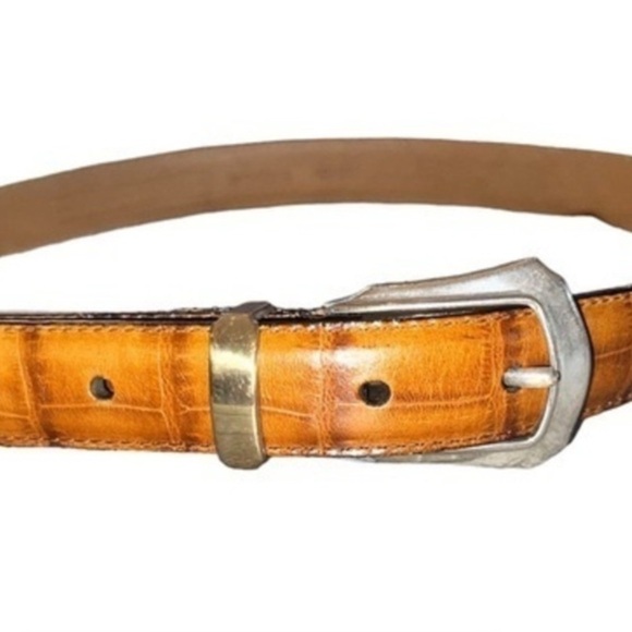 NEW Perry Ellis Portfollio.  Full Grain Cowhide Croc Embossed Belt.  Size 30 - Picture 1 of 9